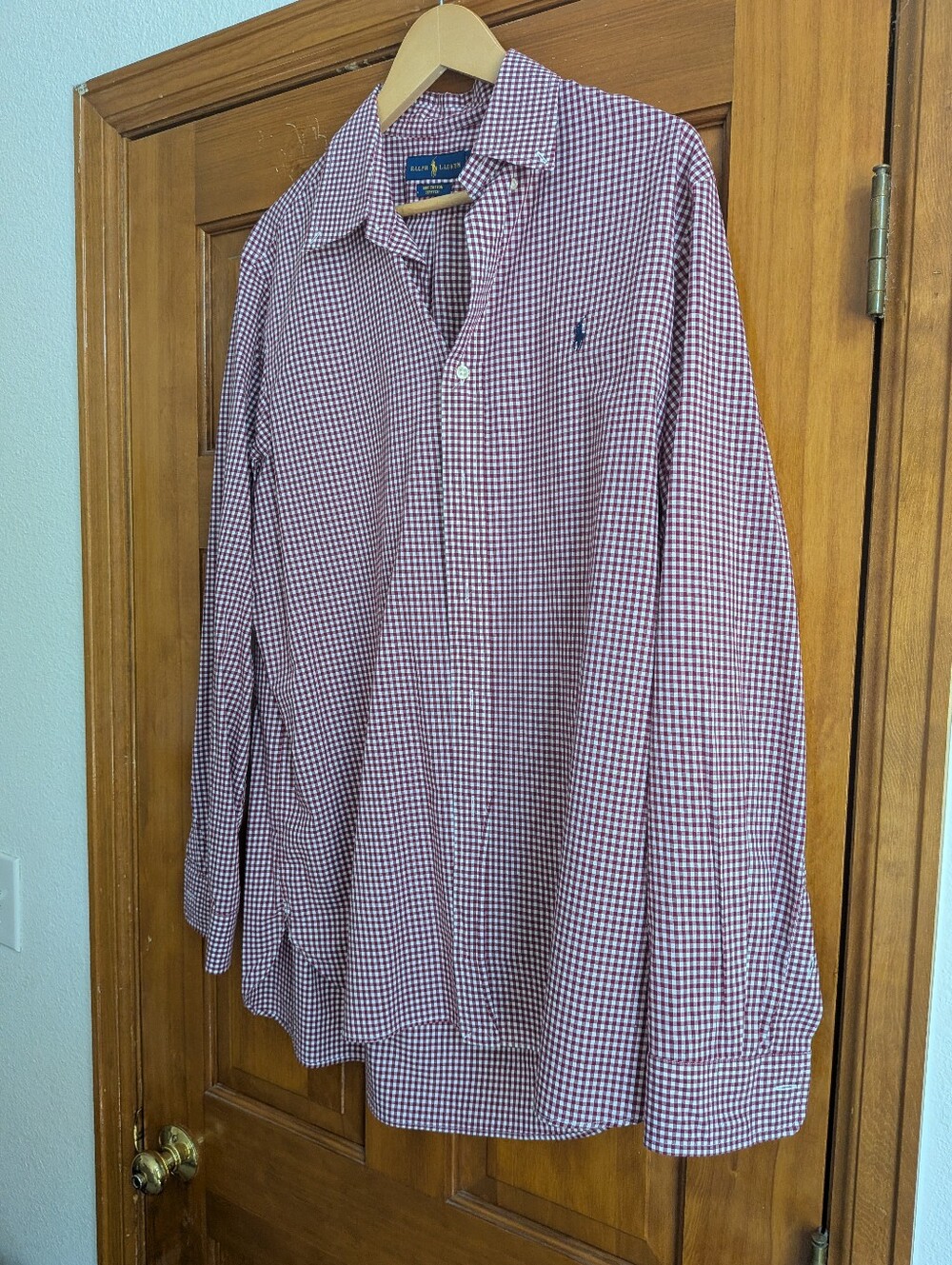 Ralph Lauren Red and White Gingham Long-Sleeve Button-Down Shirt